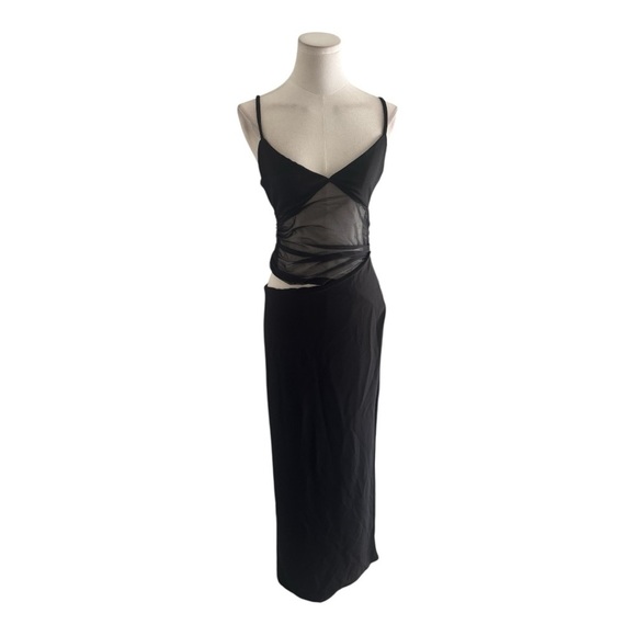 White Fox Call Me Up Maxi Dress Black Cut Out Mesh Sheer Size M Party Event Sexy - Picture 10 of 16